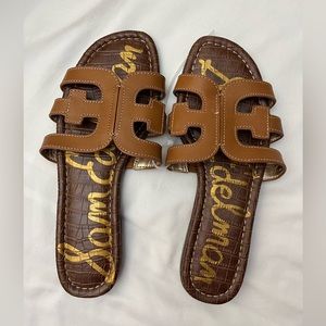 Sam Edelman Bay Slide Sandal 7 1/2 Saddle Leather Brown